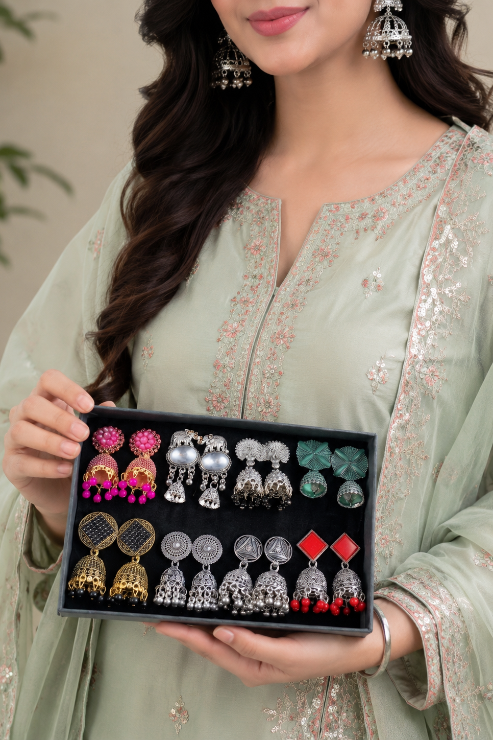 ✨ 8 Premium Jhumkas | Luxury Box | FREE Surprise Gift for First 500 Orders 🎁