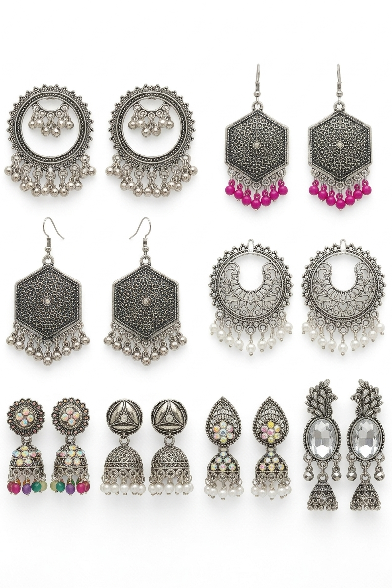 8 Pair Jhumka Box Premium Indian Jhumkas | Surprise Gift