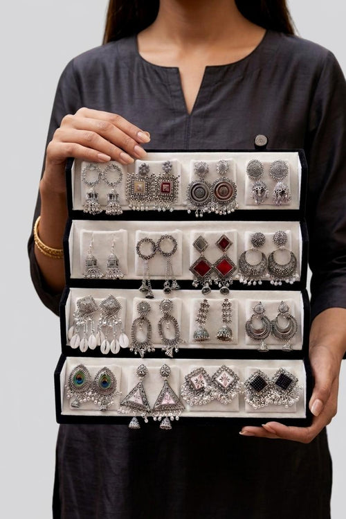 16 Pair Folding Jhumka Box – Random Stylish Earrings Set for Women