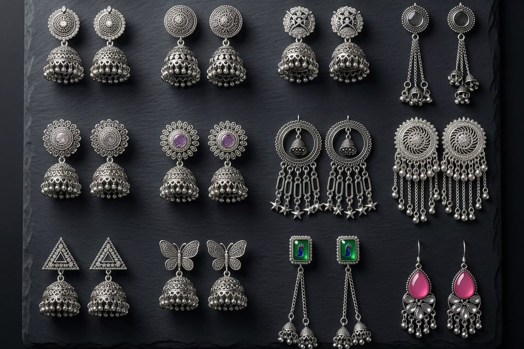 16 Pair Folding Jhumka Box – Random Stylish Earrings Set for Women