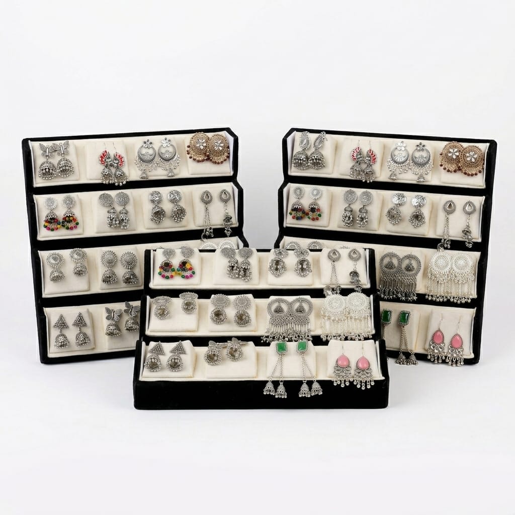 16 Pair Folding Jhumka Box – Random Stylish Earrings Set for Women