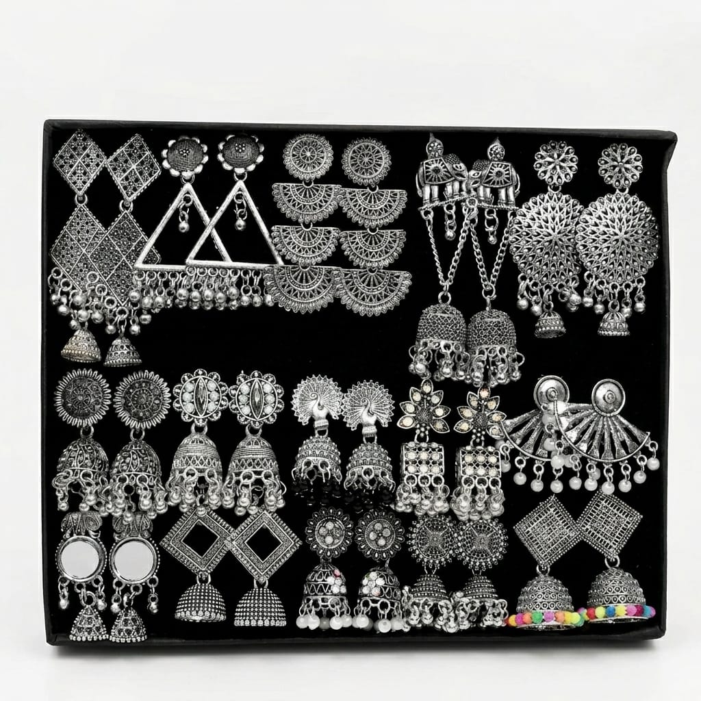 15 Pair Jhumka Box – Random Stylish  Set for Women