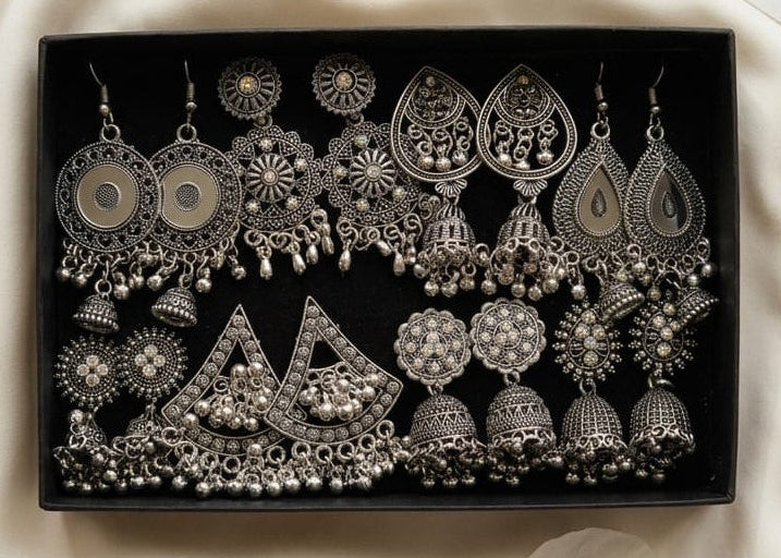 8 Pair Jhumka Box Premium Indian Jhumkas | Surprise Gift