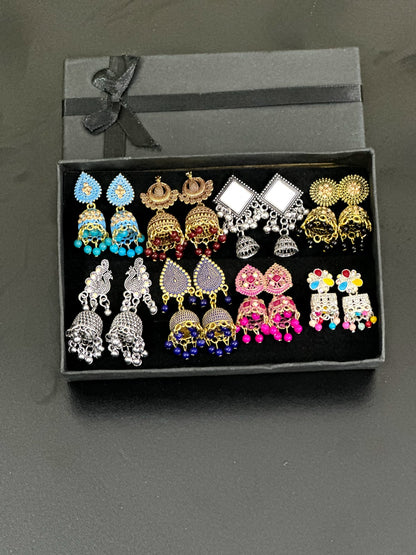 ✨ 8 Premium Jhumkas | Luxury Box | FREE Surprise Gift for First 500 Orders 🎁
