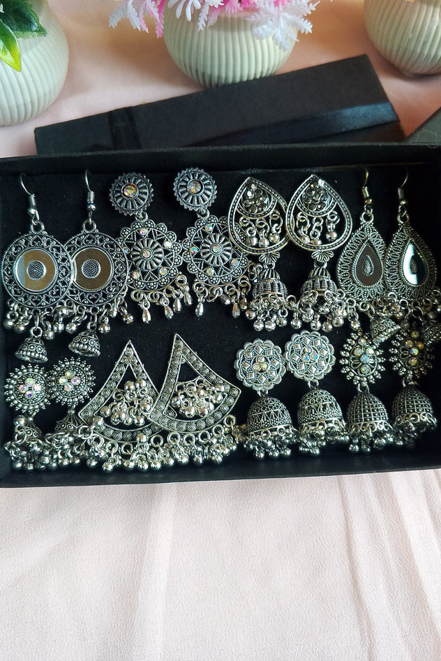 8 Pair Jhumka Box Premium Indian Jhumkas | Surprise Gift